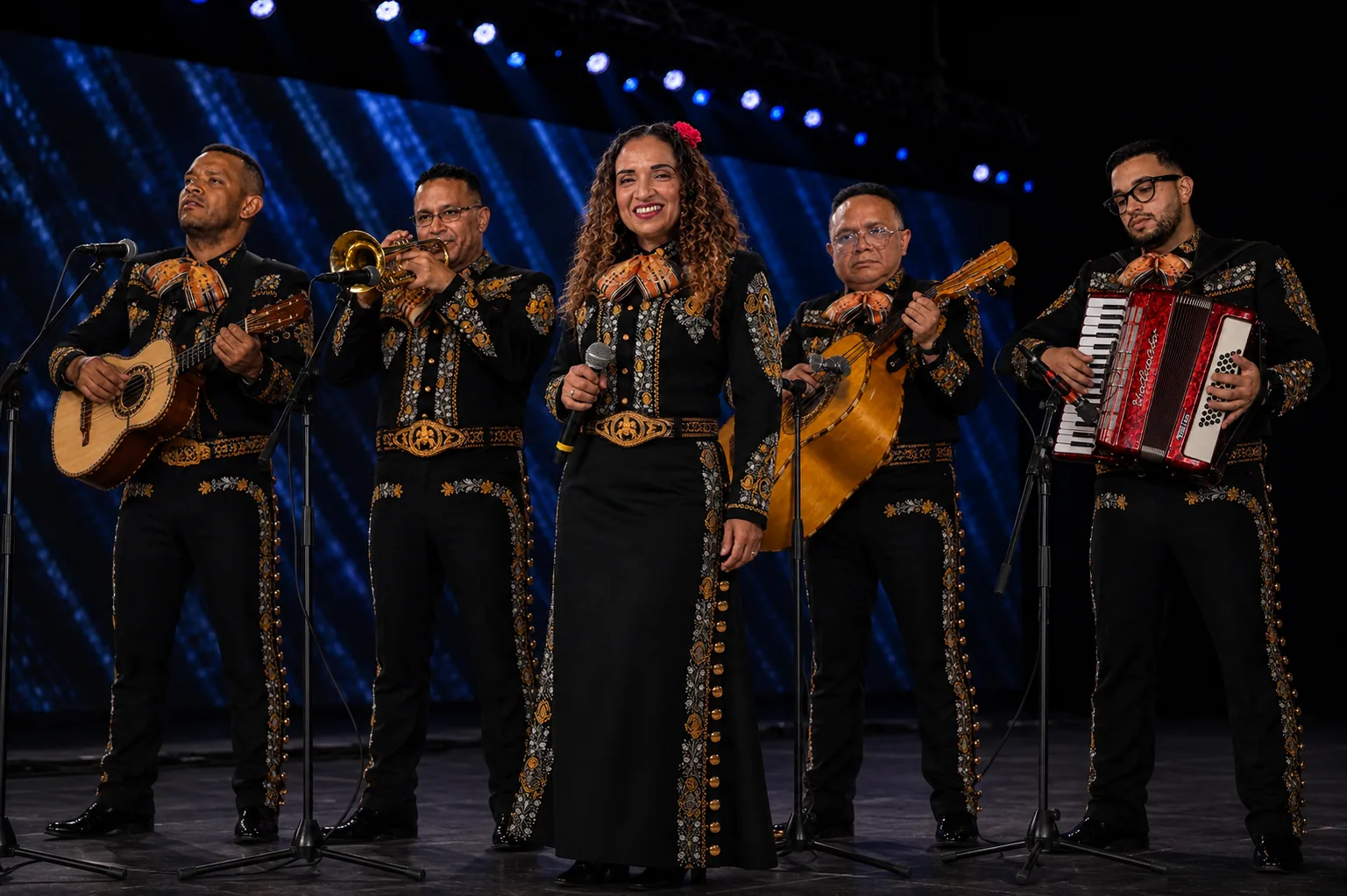 Mariachi Madrid Show actuando en directo en un escenario de Madrid
